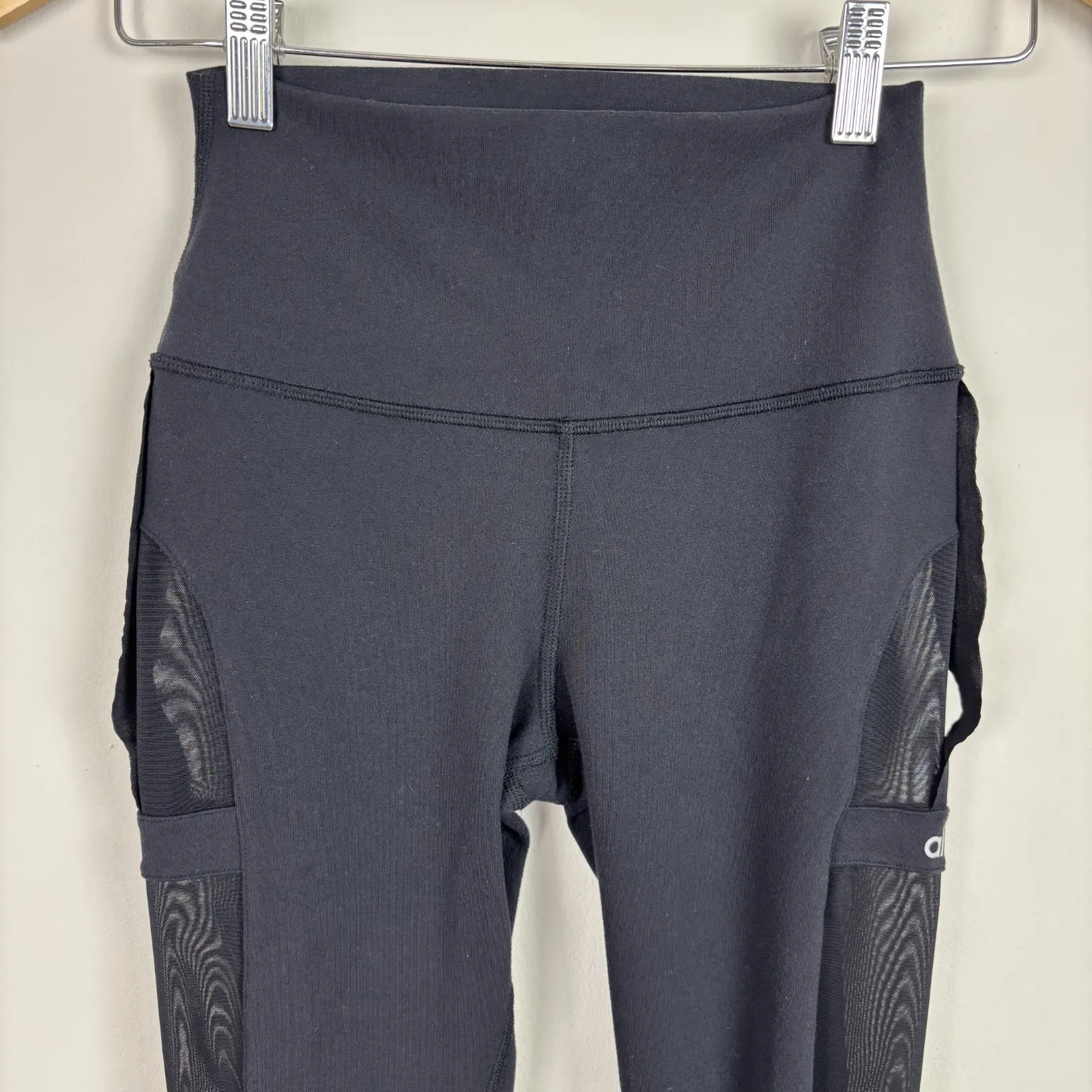 Alo Yoga Leggings Tight Womens XS Black‎ Sheer Mesh Activewear Athleisure Edgy - Image 2