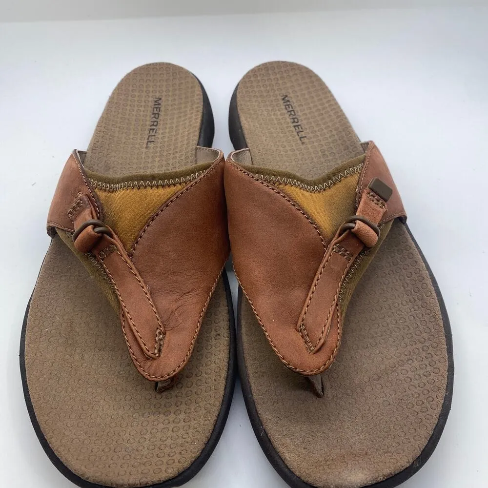 Merrell Brown Leather Gardena Flip Flop Sandals womens sz 10 - Image 2