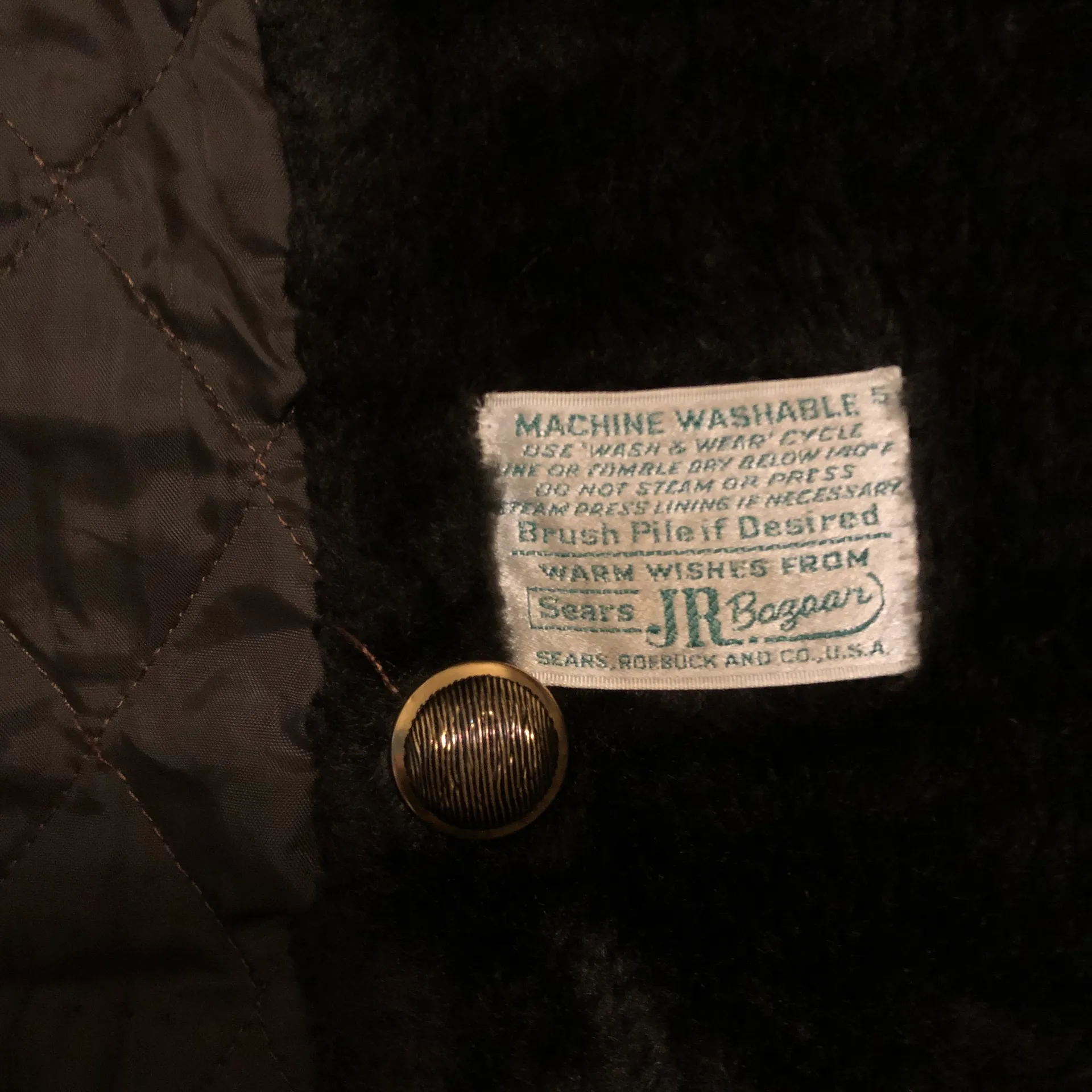 vintage sear’s brown/black fur pea coat Black - Image 7