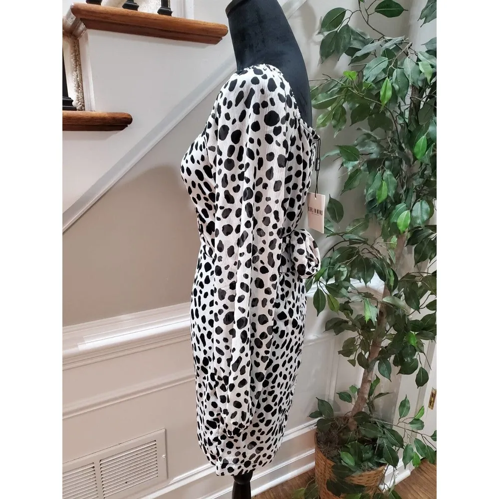 Girl in Mind Women Polyester Square Neck Long Sleeve Knee Length Dress 10 White Size L - Image 7