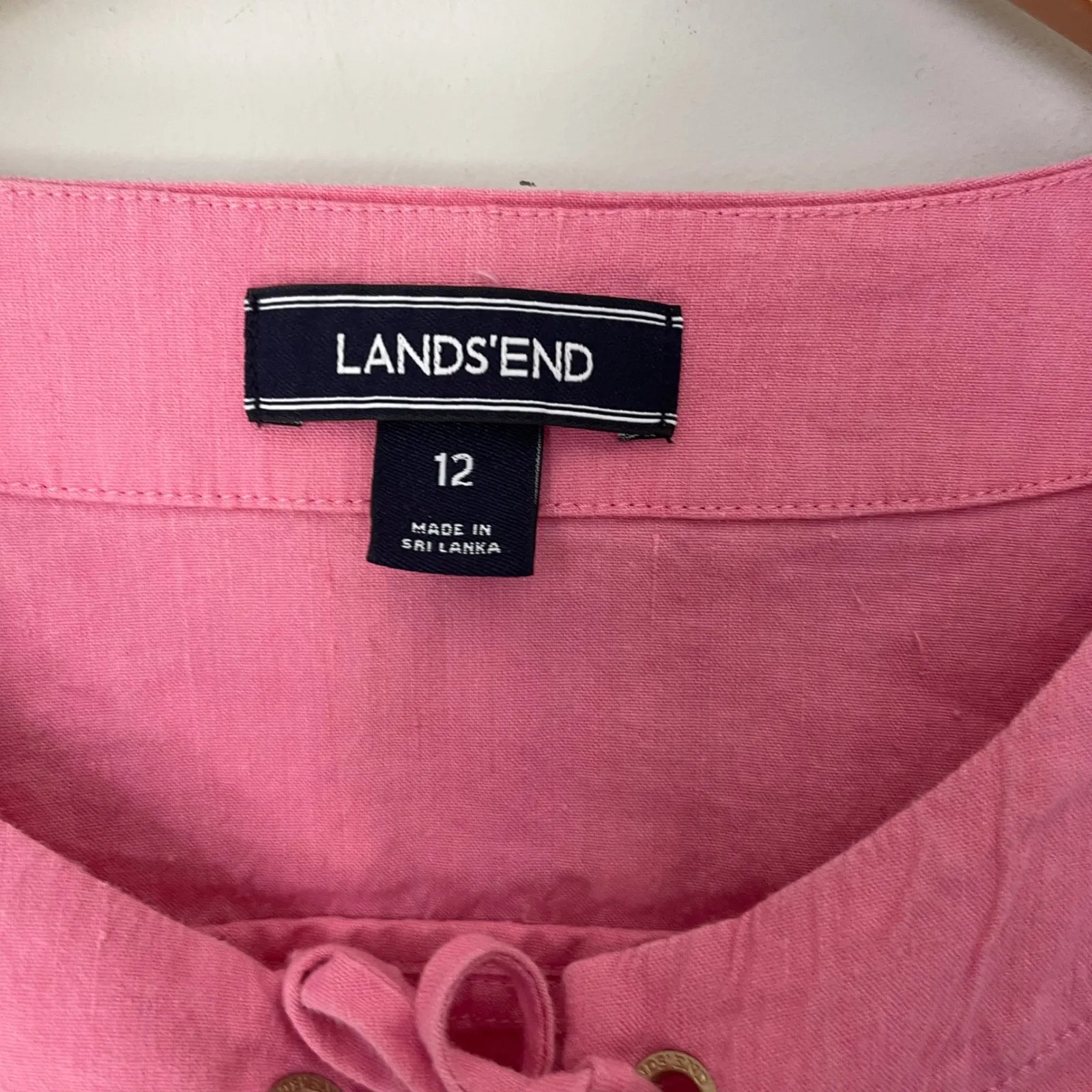 Lands End Pink Lace Up Short Sleeve Casual Shift Dress Women's Size‎ 12 - Image 5