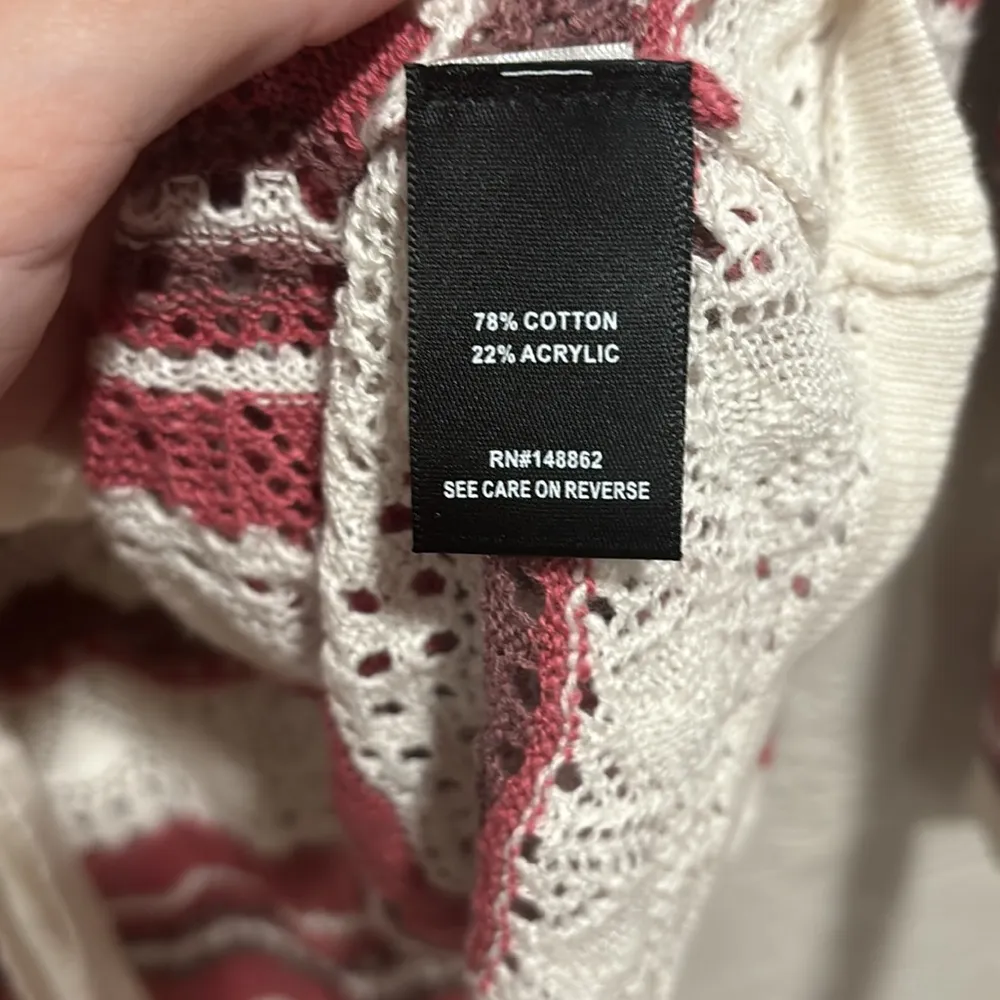 Torrid  Open Stitch Pullover V-Neck Cinched Front Sweater Pink Stripe Size 2X NWT - Image 3