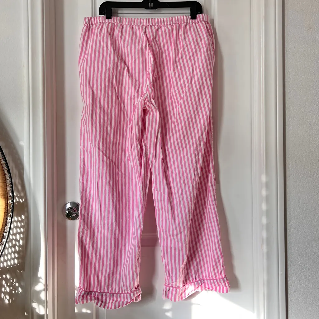 Bon Artis Pink Striped Cat Embroidery Pajama Set 100% Cotton Women’s Size 1 Size M - Image 7