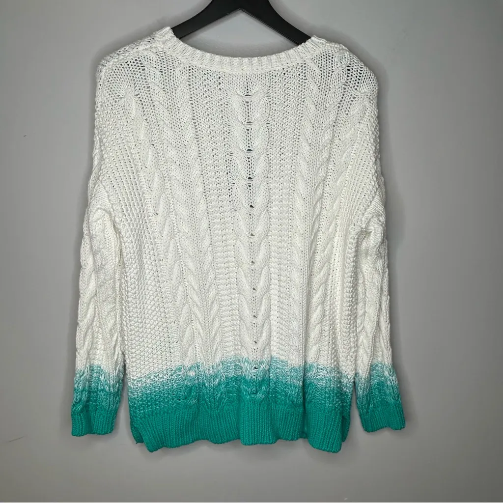 Tommy Bahama  Carmel Cable Ombré Pullover Sweater in Teal Blast Size M NWT - Image 2