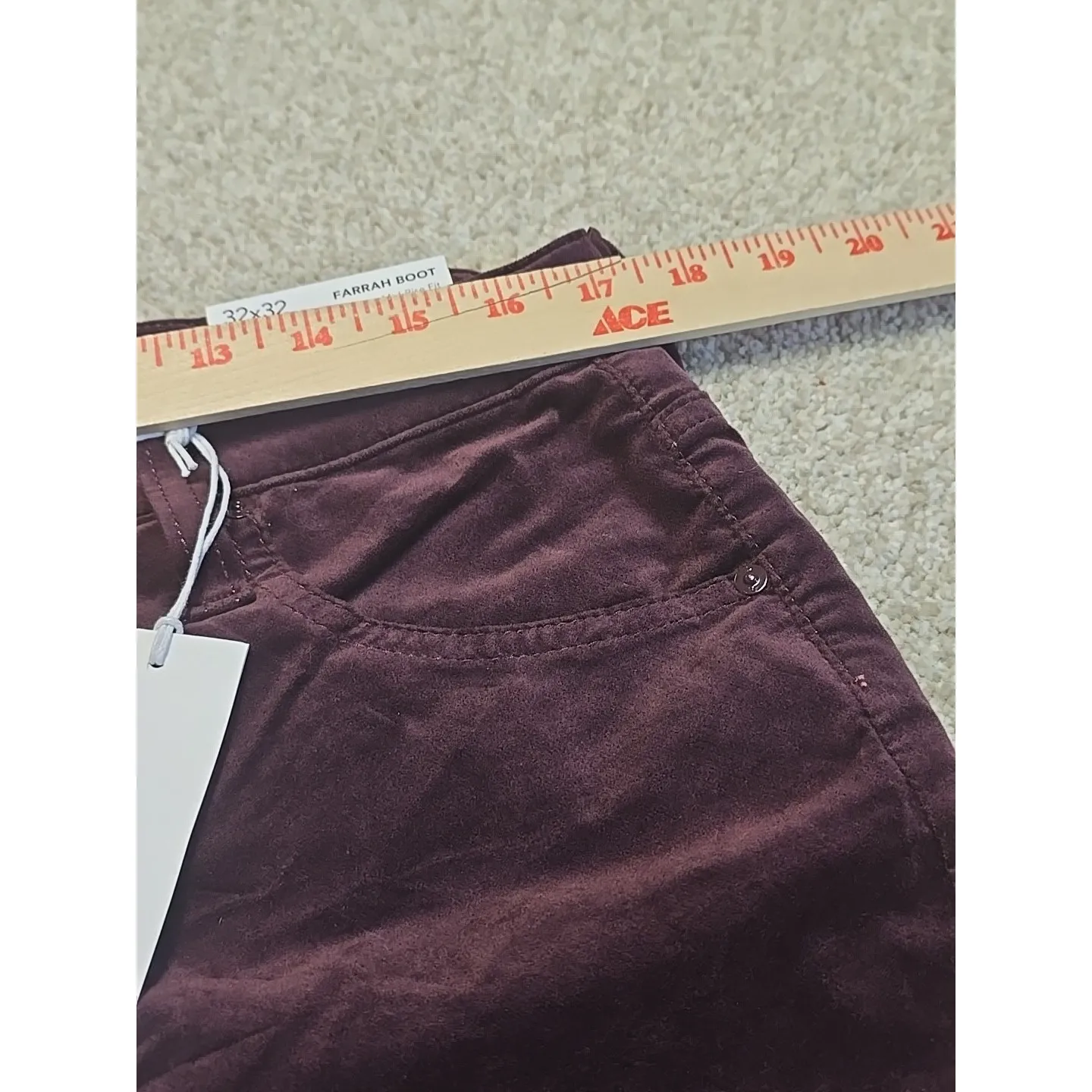 AG Jeans 32x32 Winery Farrah Boot Cut High Rise Velvet Adriano Goldschmied NWT - Image 11