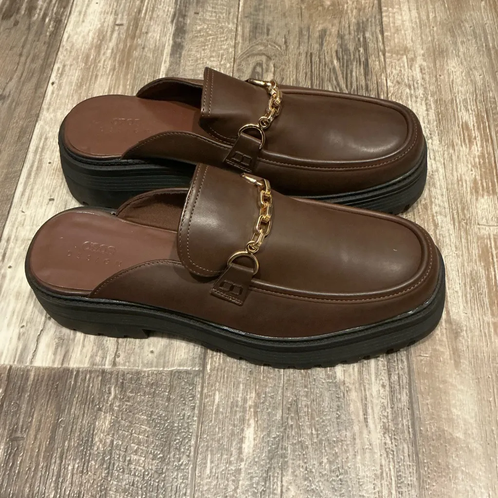 ASOS Women’s Brown Leather Loafers Size 11 - Image 2