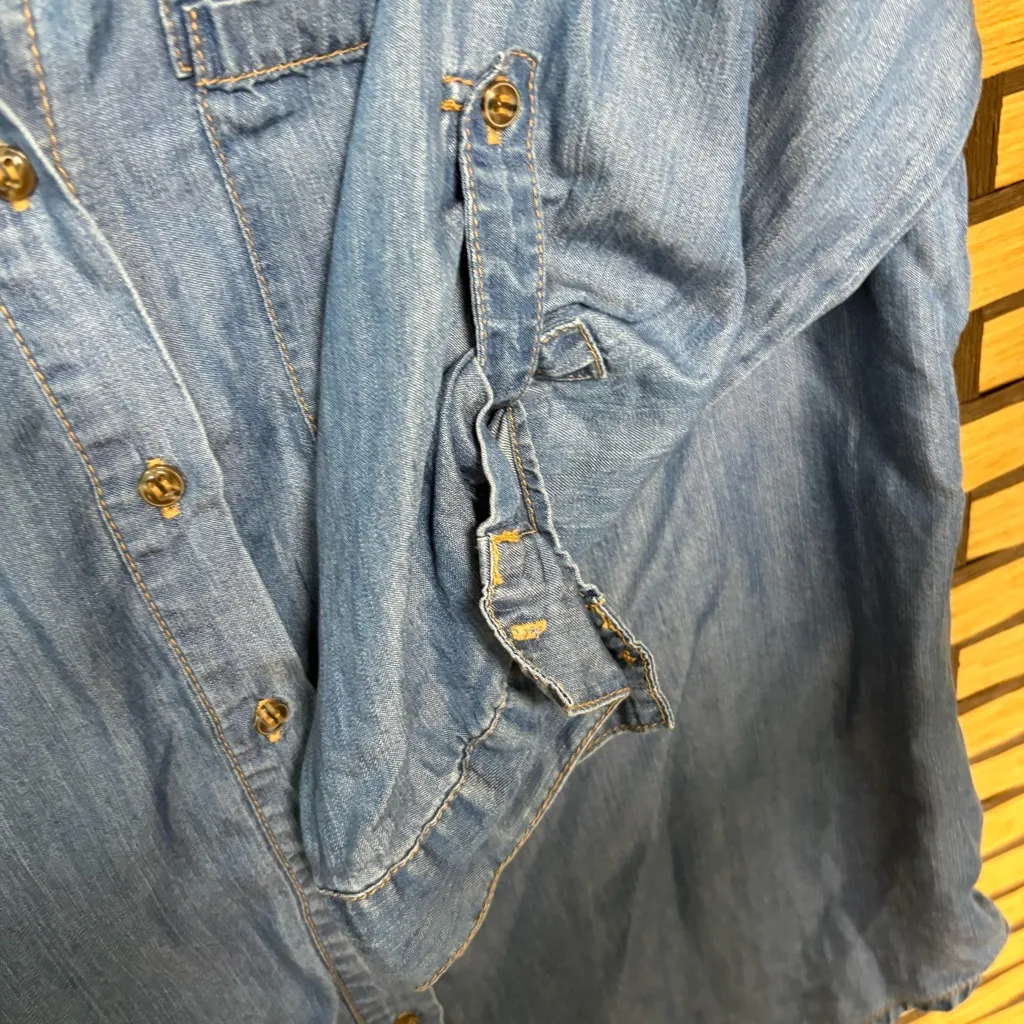 Grand & Green‎ Denim Button Down Shirt Size Small Blue - Image 5