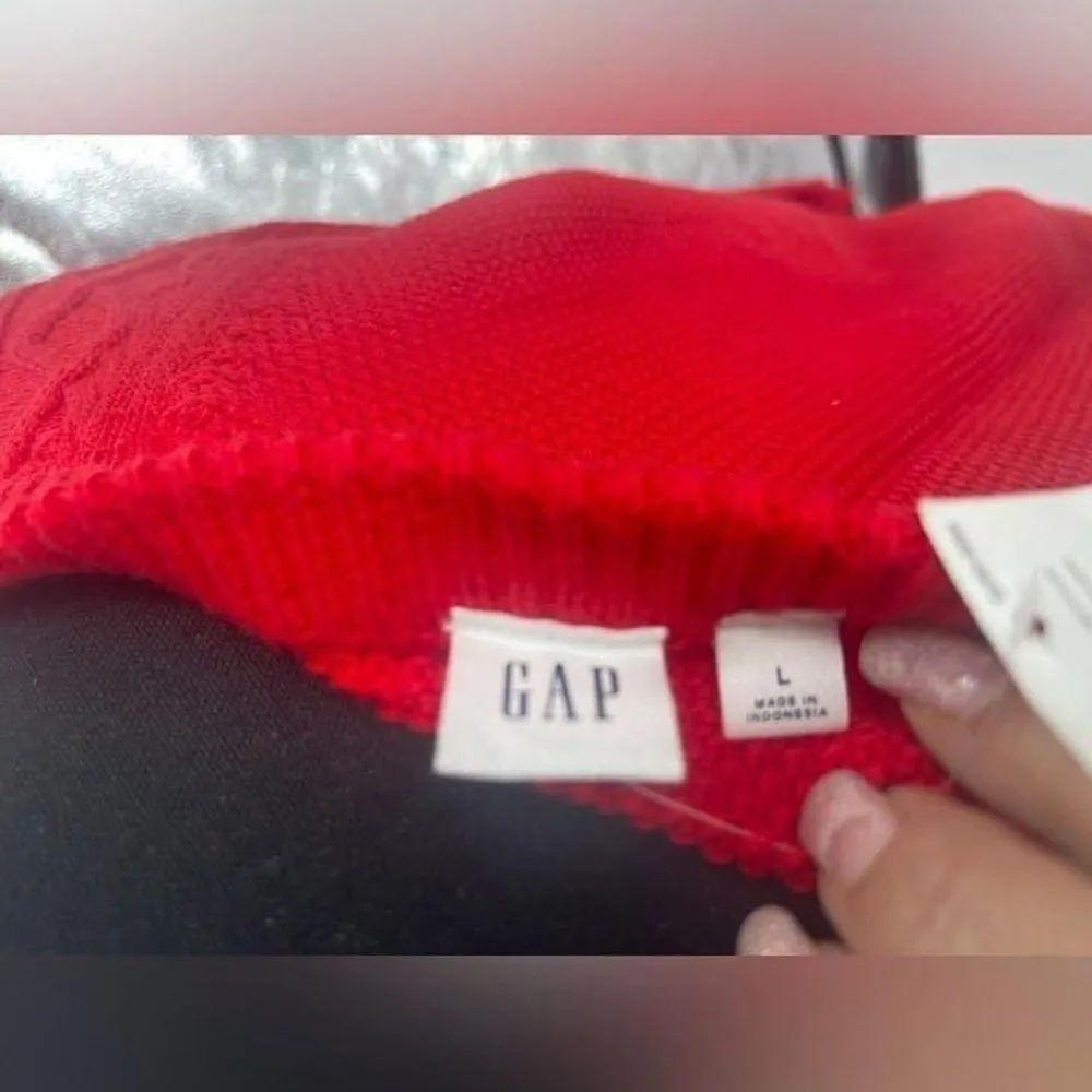 Gap Red Cable Knit‎ Crew Neck Sweater Diamond Knit Pullover Top New s-16 - Image 4