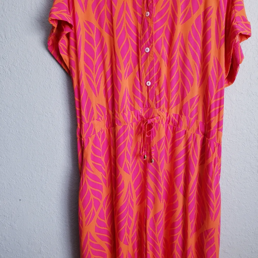 Entro Orange And Pink Bright Tropical Oasis Jumpsuit - Image 5