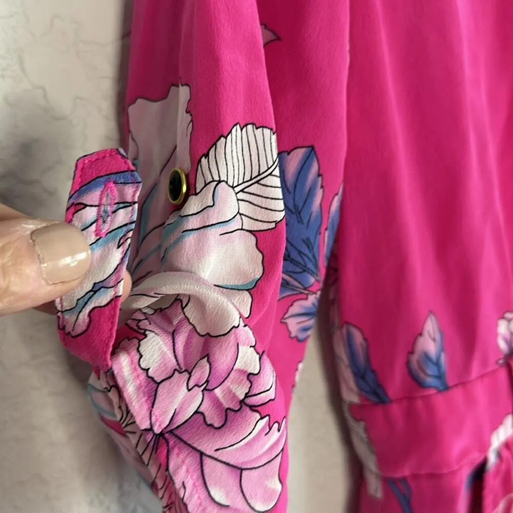 Yumi Kim Pink Floral Romper 100% Silk Colorful Tropical Vacation Resortwear - Image 6