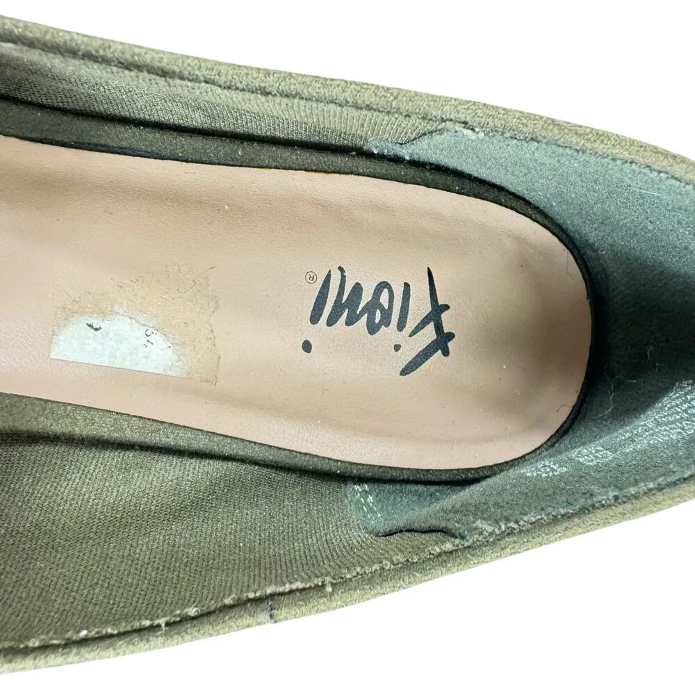 Fioni Desi Olive Faux Suede Green Slip On Comfort Loafers Flats Size 8.5 - Image 7