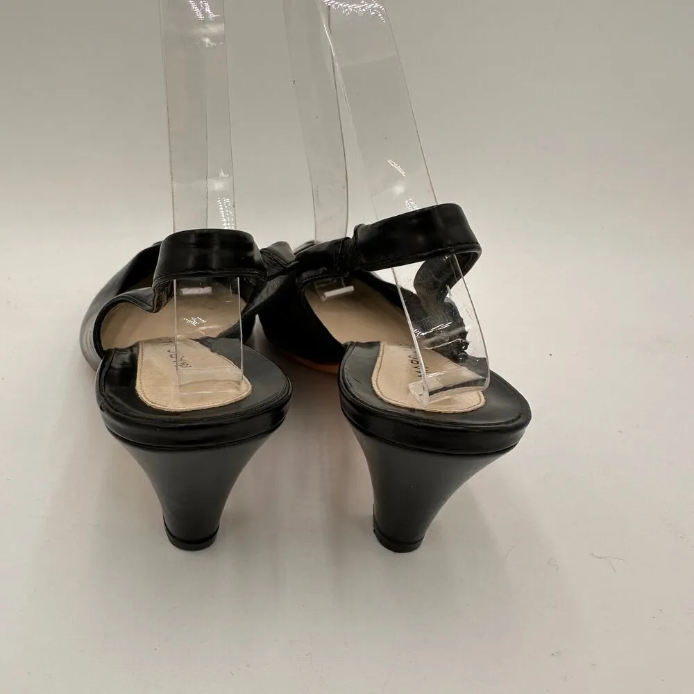 Marc Jacobs Black White Circle Leather Slingback Black Pointed Pumps Size 39.5 - Image 4