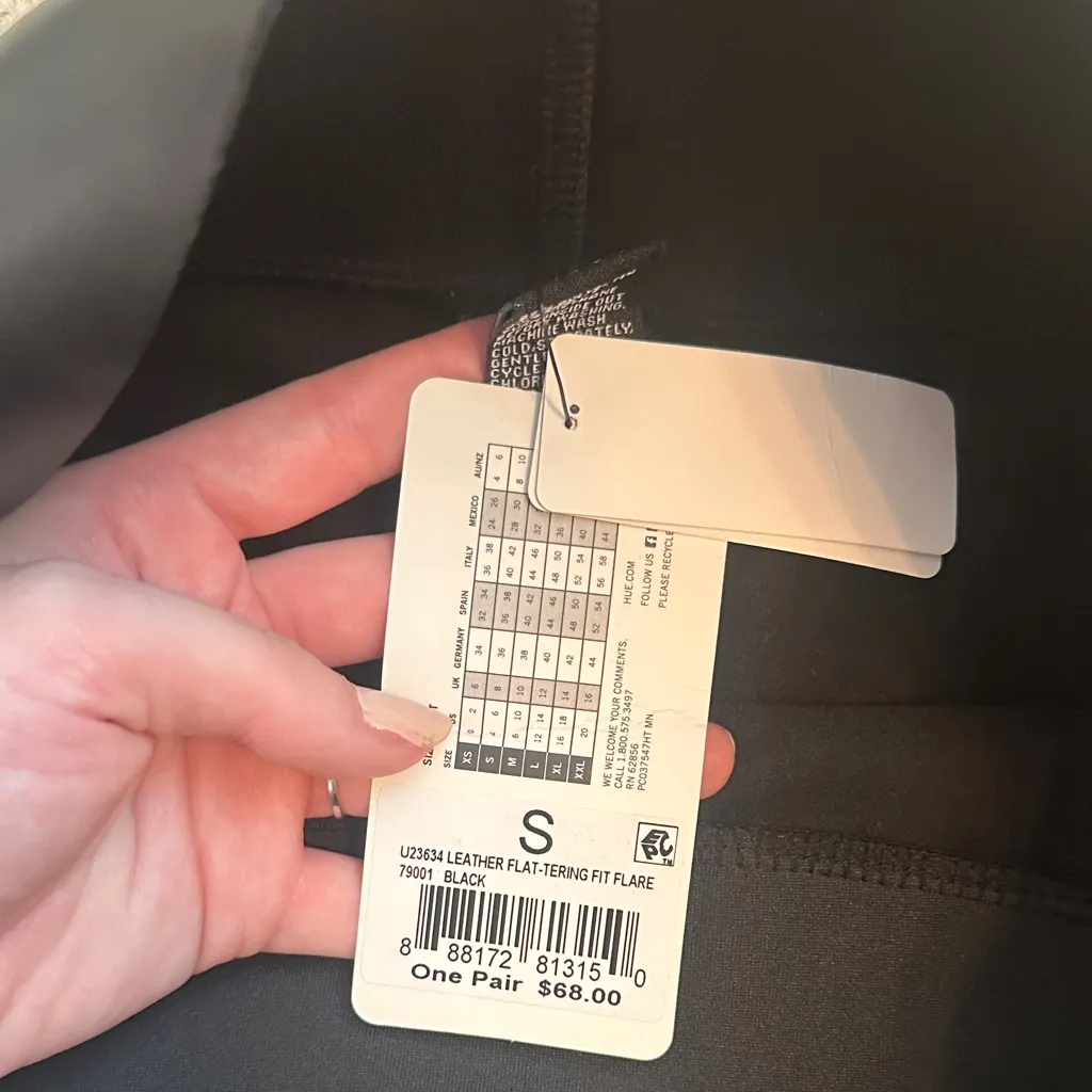 HUE Black Faux Leather Pants - Image 2