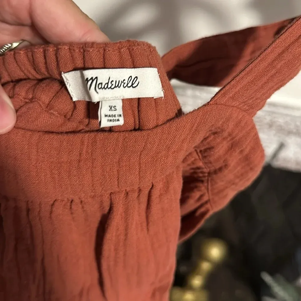 Madewell Tie shoulder jumpsuit in rust color size Xs - Image 2