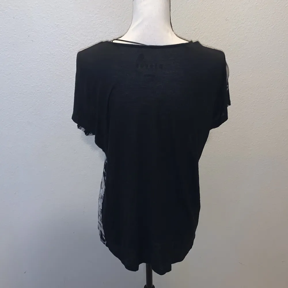 Kensie Pieces black marble print short sleeve shirt - Image 5