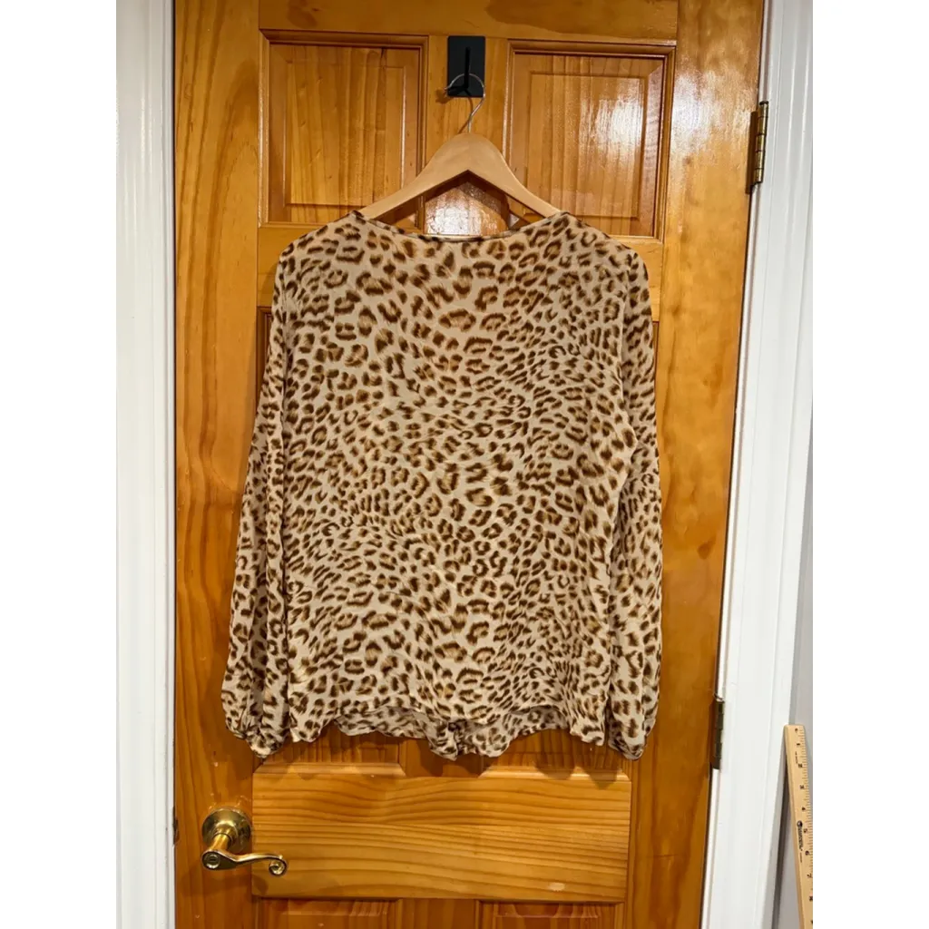 Vintage Escada by Margaretha Ley Leopard Silk Blouse Size 38 M Germany 80s 90s Brown - Image 4