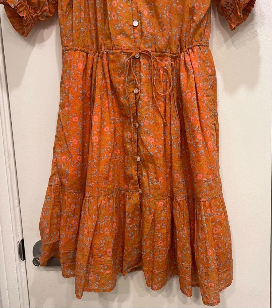 Trovata Birds of Paradis Orange Cotton Sun Dress - Image 7