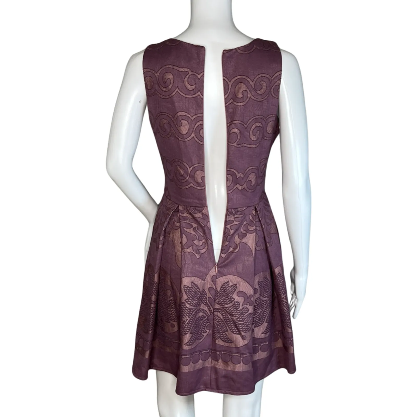 Altar'd‎ State Dress Womens Small Purple Plum Scroll Print Fit & Flare Feminine - Image 5