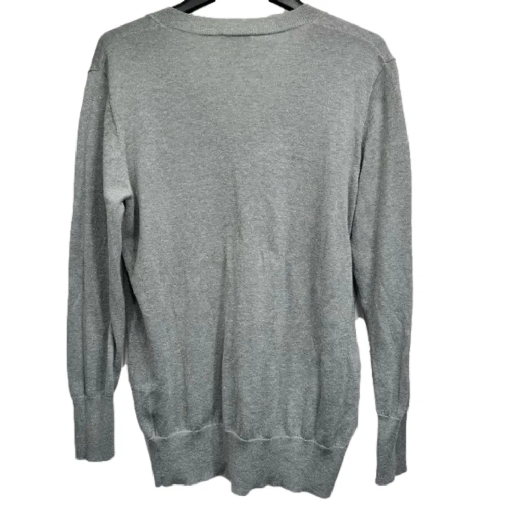 Gap Light Gray Silver Sparkle V Neck Long Sleeve Sweater Women’s Size Small - Image 6
