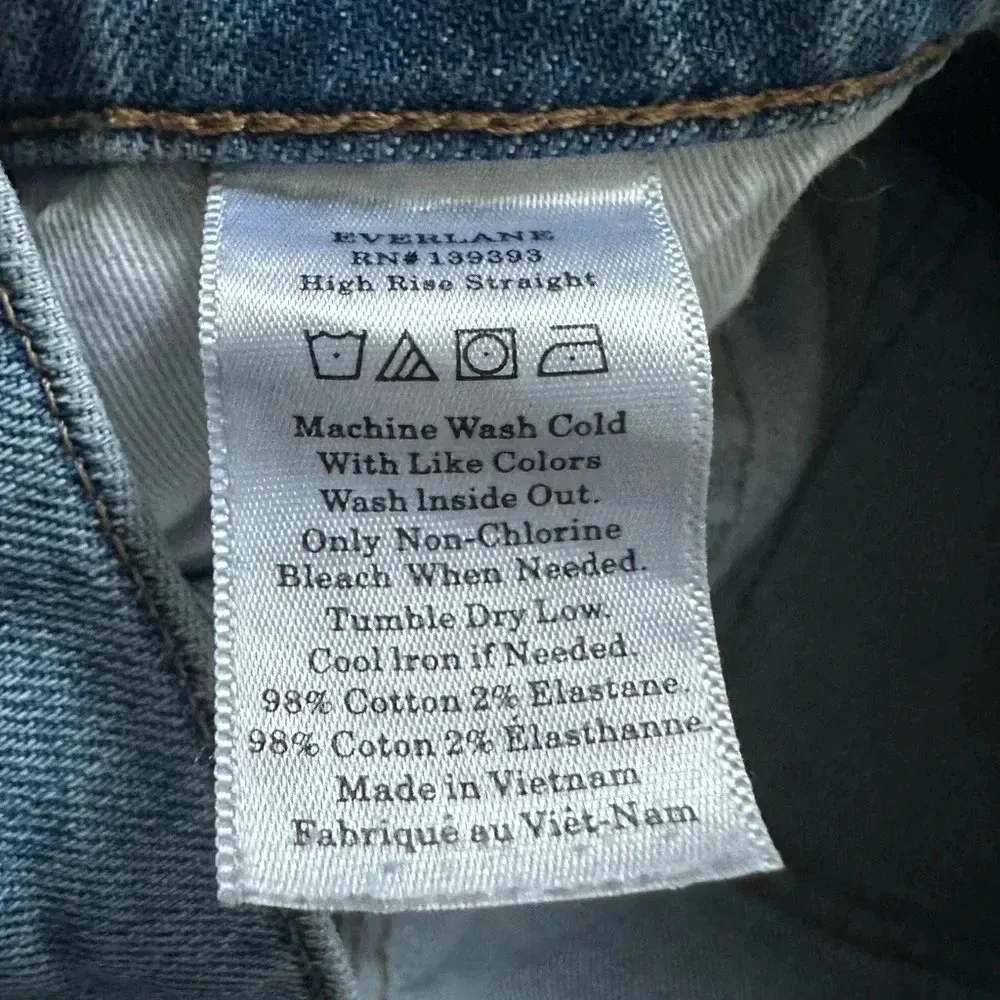 Everlane High Rise Straight Vintage Wash Jeans Size 25 - Image 7