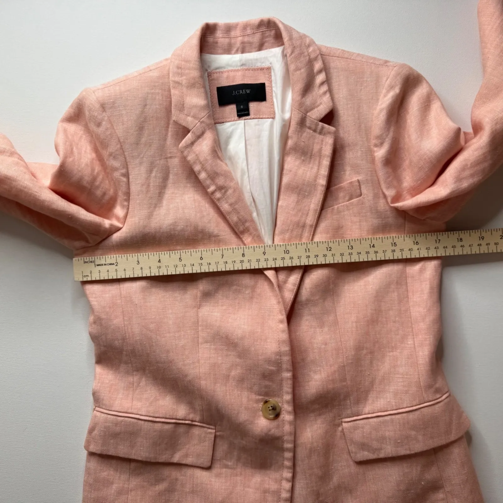 J Crew Womens 100% Linen Regent Blazer Size 6 Pink Preppy Coastal Chic Office‎ - Image 12