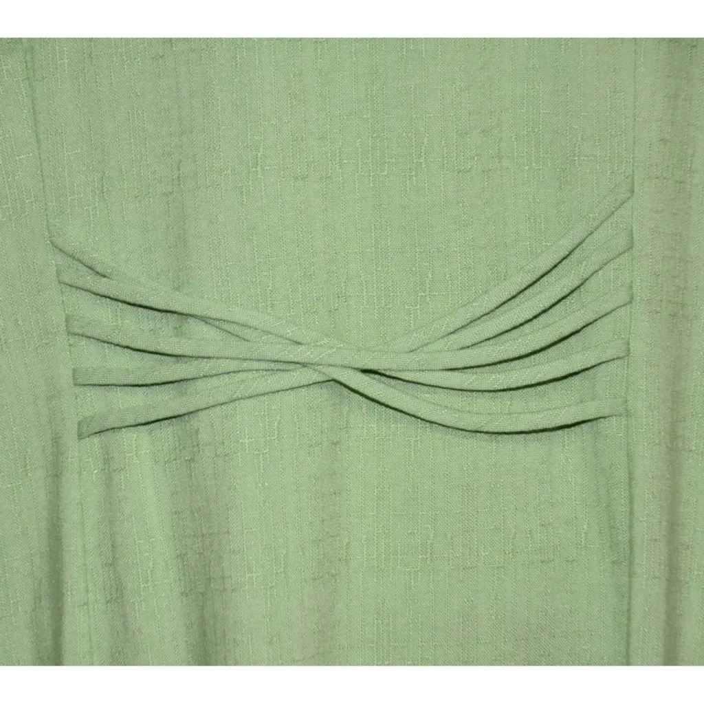 Vintage S.L. Fashions Green Button Up Shift Maxi Dress Size 28W Retro Secretary - Image 7