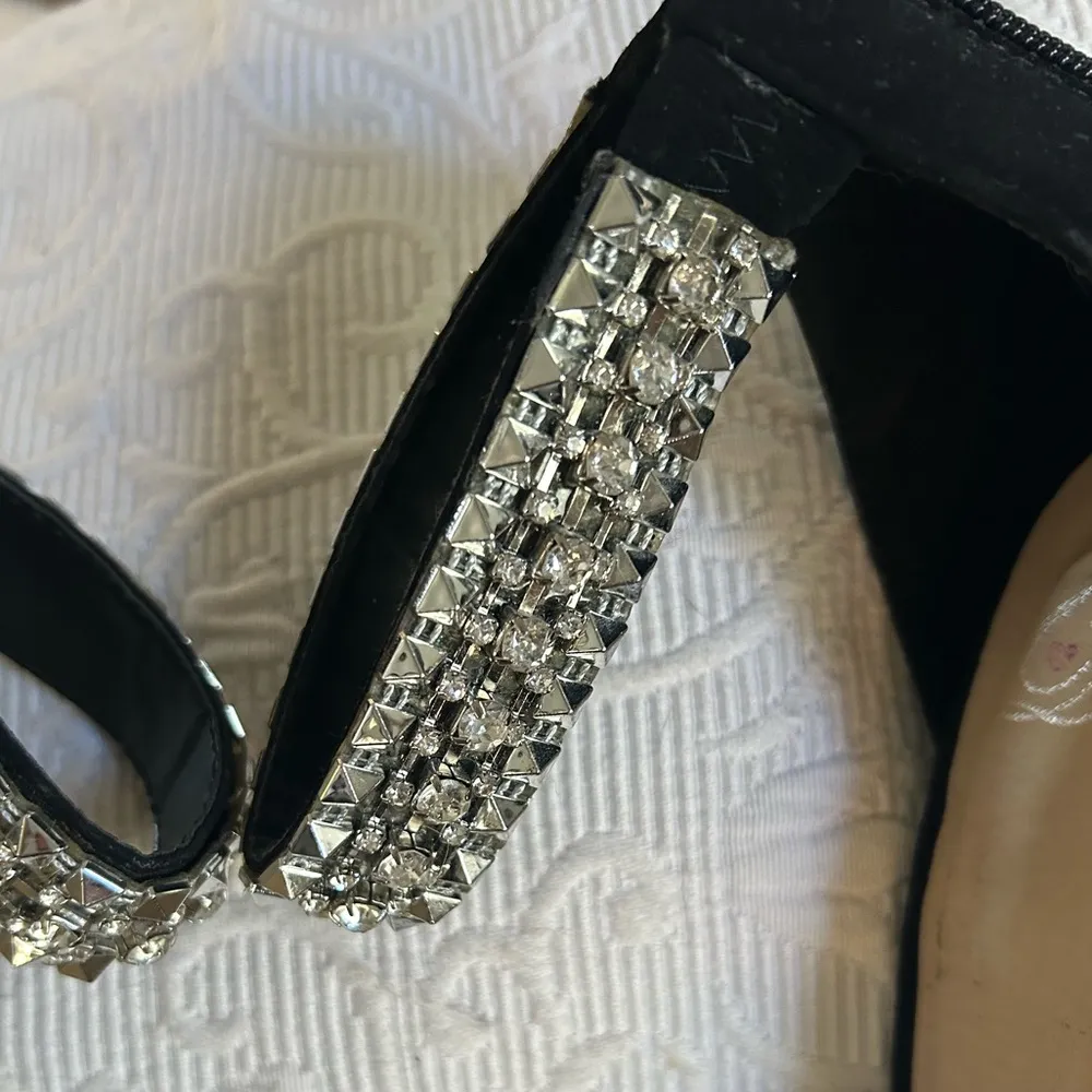 Bling Ankle Strap Black Heels Size 10 - Image 5