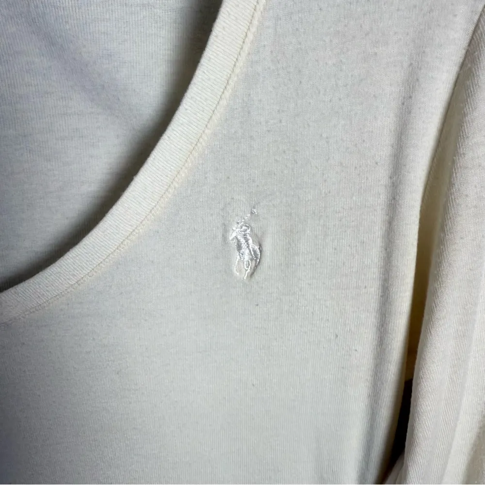 Ralh Lauren Sport Women’s Long Sleeve V-Neck Fitted Shirt Ivory Pima Cotton L - Image 4