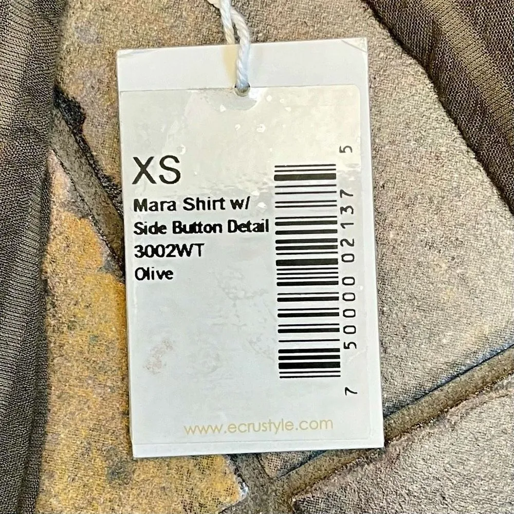 NWT Ecru Olive Mara Shirt Side Buttons Button Down XS - Image 7