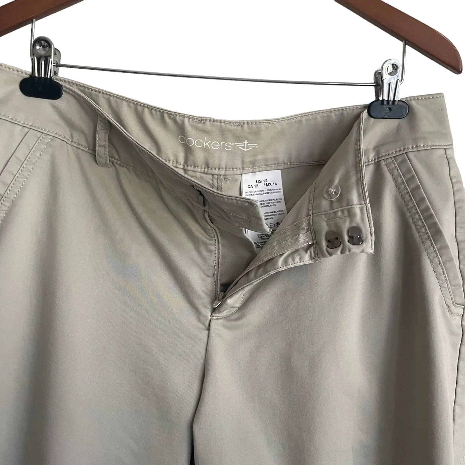 Dockers Women‎ Cropped Pants 12 Beige Capri Casual Neutral Cruisewear Coastal - Image 6