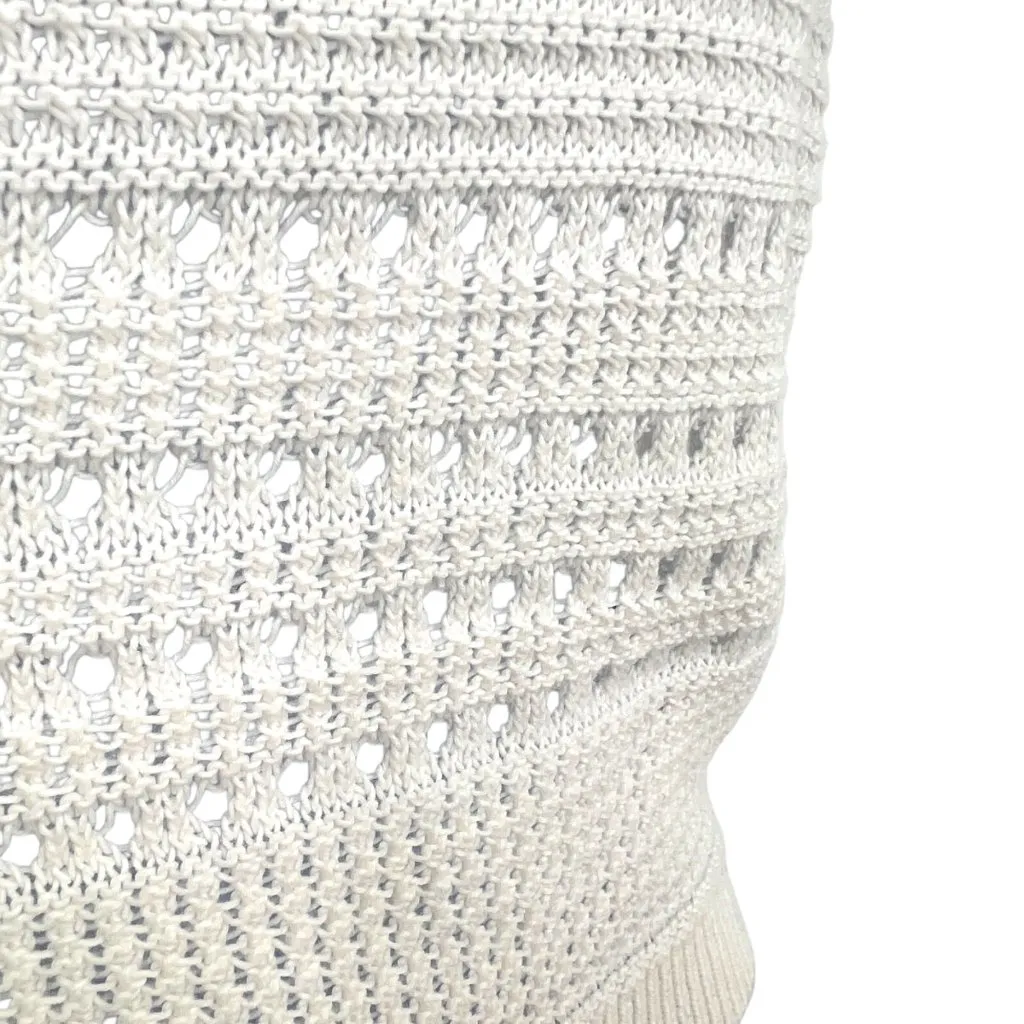 7 For All Mankind Crochet Ruffle Sleeveless Open Knit Top Ecru XS - Image 7