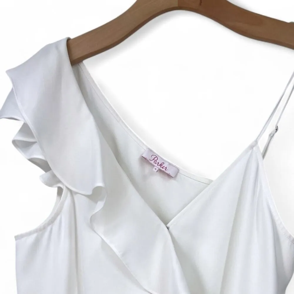 Parker | 6 | Addison Combo Jumpsuit One Piece Outfit Ruffle One Shoulder White - Image 3