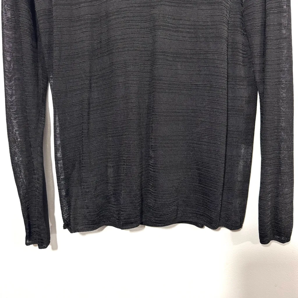 MM Lafleur Sheer Black Long Sleeve Knit Sweater Top - Image 5