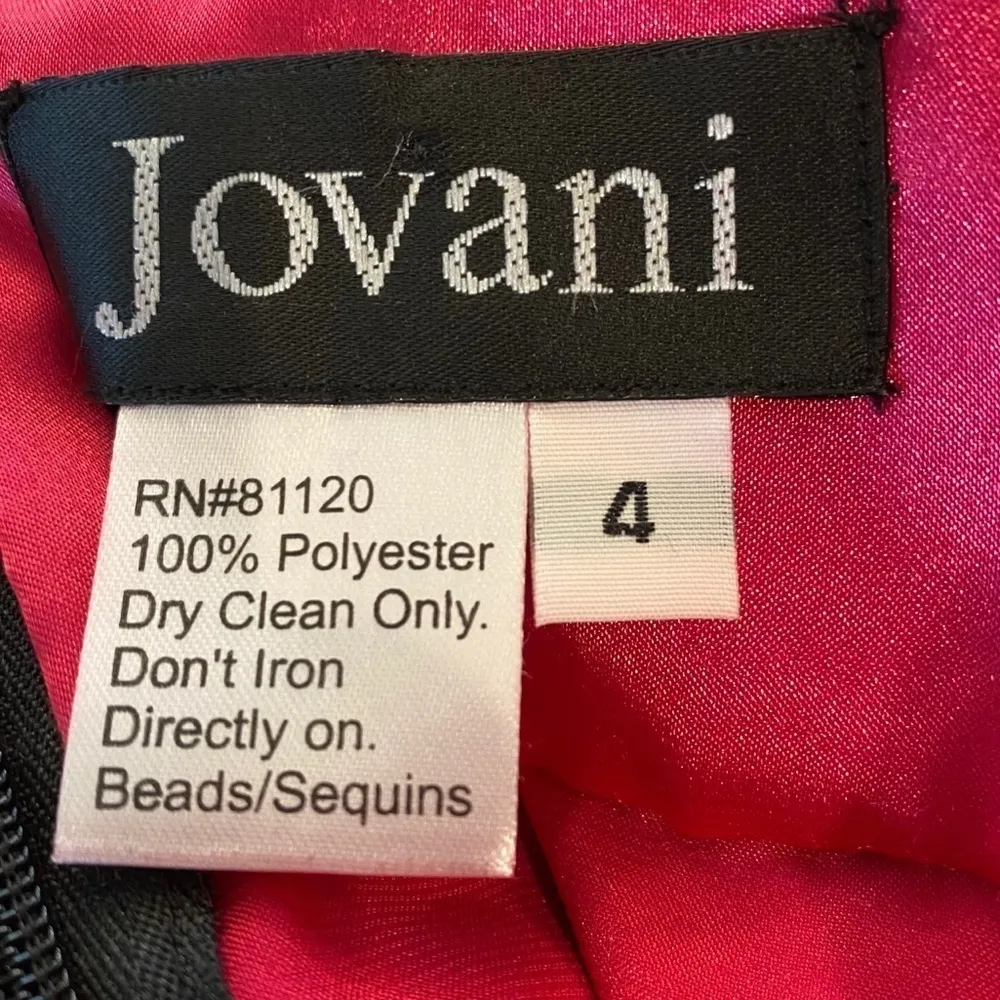 JOVANI Fuschia & Black Glitter Tulle Cocktail Dress Size 4 - Image 9