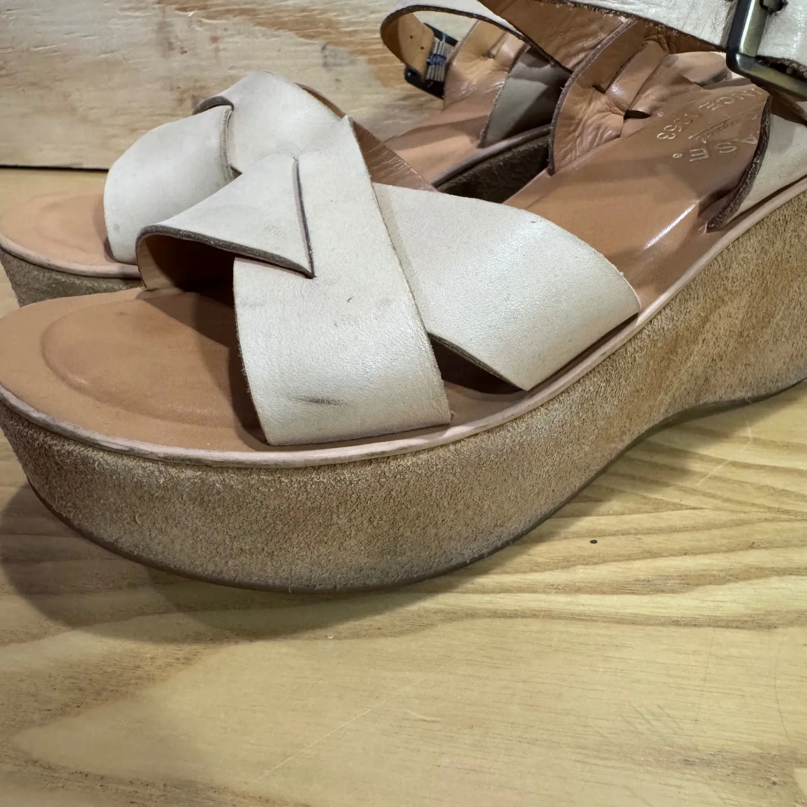 Kork Ease Ava Wedge Platform Tan Leather Sandals Size 6 - Image 7