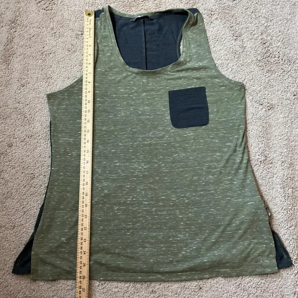 The North Face Women's Green Heathered Tank Top With Pocket Size L - Image 4