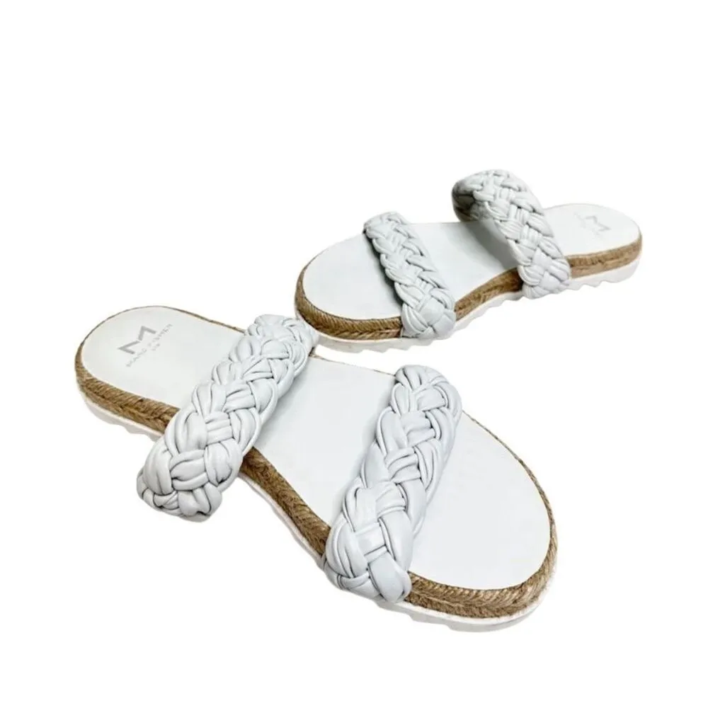 Marc Fisher Sandals Size 7.5 Off White‎ Jaimee Leather Espadrille Open Toe Shoes - Image 4