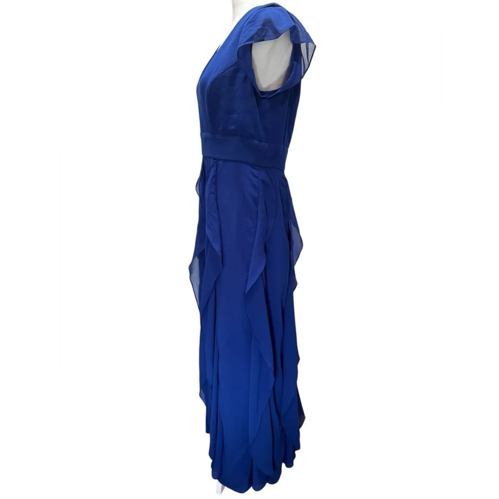 Electric Royal Blue Full Length Chiffon Layered Ruffle Maxi Dress by Lace & Mesh Size L - Image 3