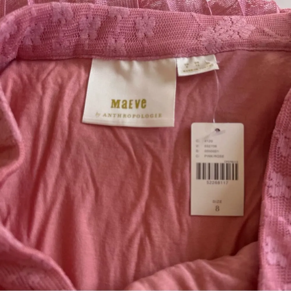 Anthropologie Maeve NWT Brighton Tiered Midi Skirt Ombre Lace Pink Tiered 8 - Image 7