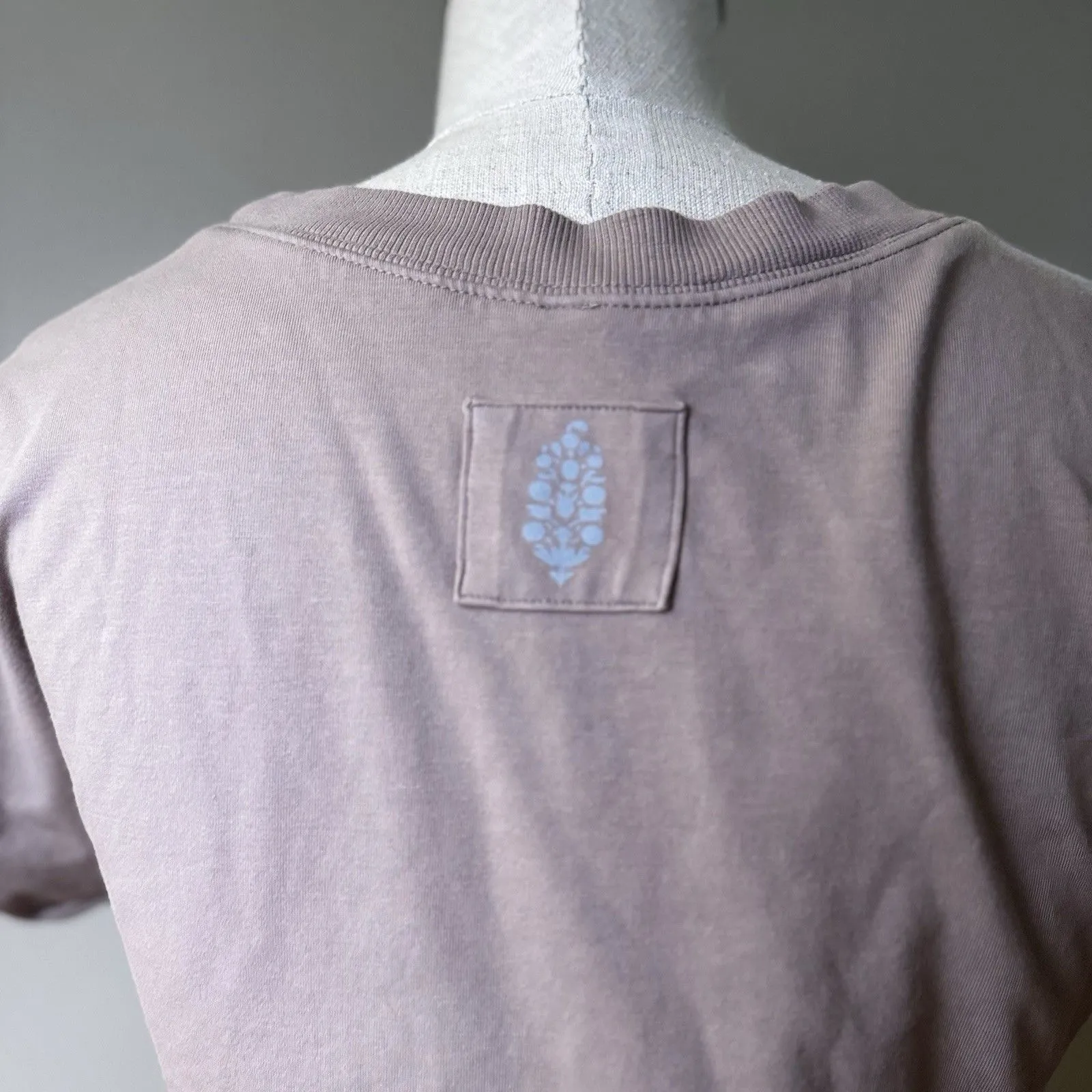 Free People Movement Hot Shot Cross Over Top Beige L Pumice Logo Crop Athleisure - Image 12