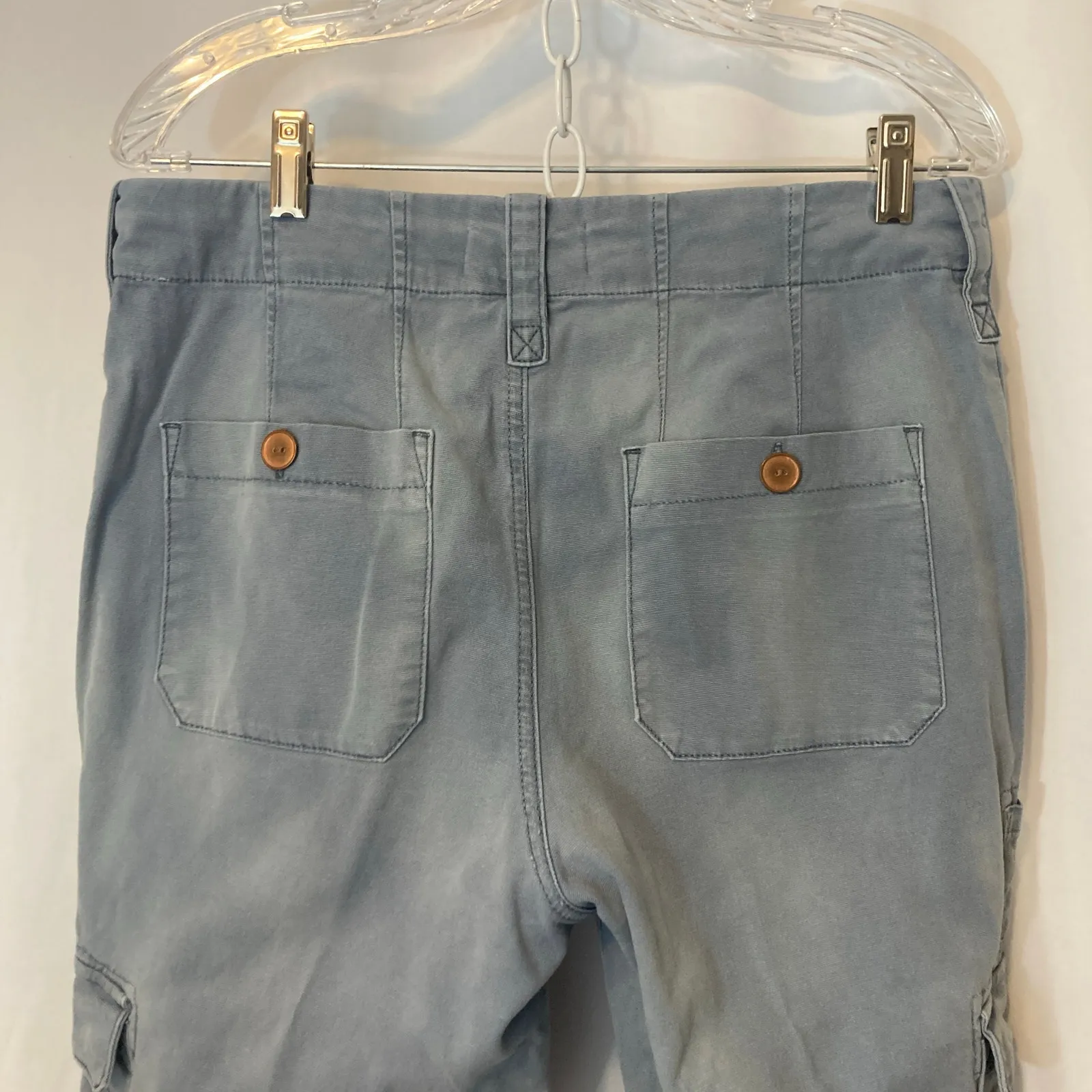Anthropologie Blue Gray Wash Cargo Pockets Straight Leg High Rise Casual Pants - Image 8