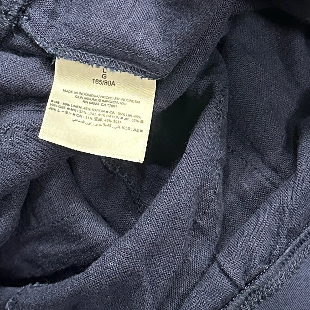 Old Navy Linen Blend Pull On Pants Wide Leg NEW Navy Large - Image 12