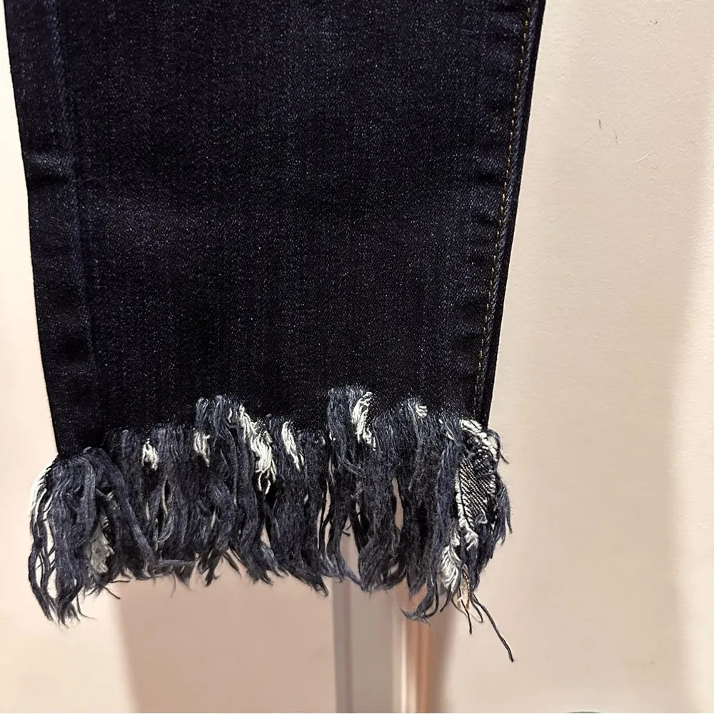Just Black Denim Blue Straight-Leg Jeans W‎ Fringe Hem Size 29 NWOT Made In USA - Image 5