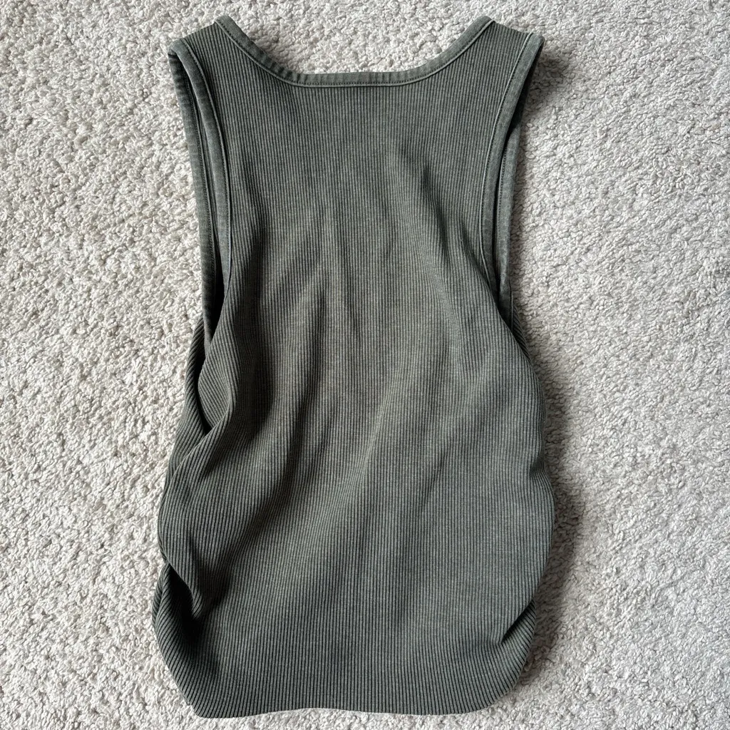 Aerie Olive Green Ribbed Tank Top - Image 3