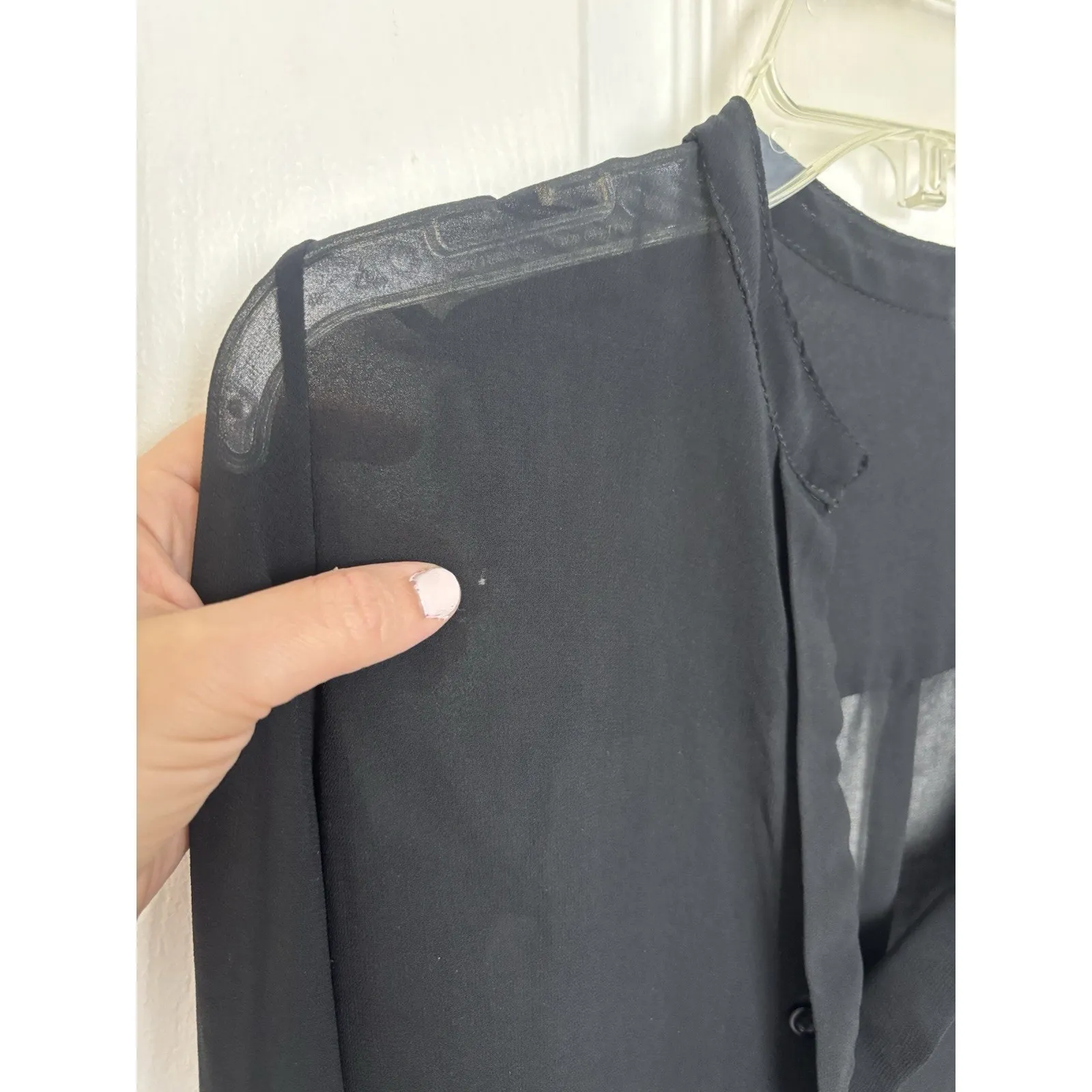 Brandy Melville Sheer Black Button Up Long Sleeve Top Whimsigoth Fairy Grunge - Image 7