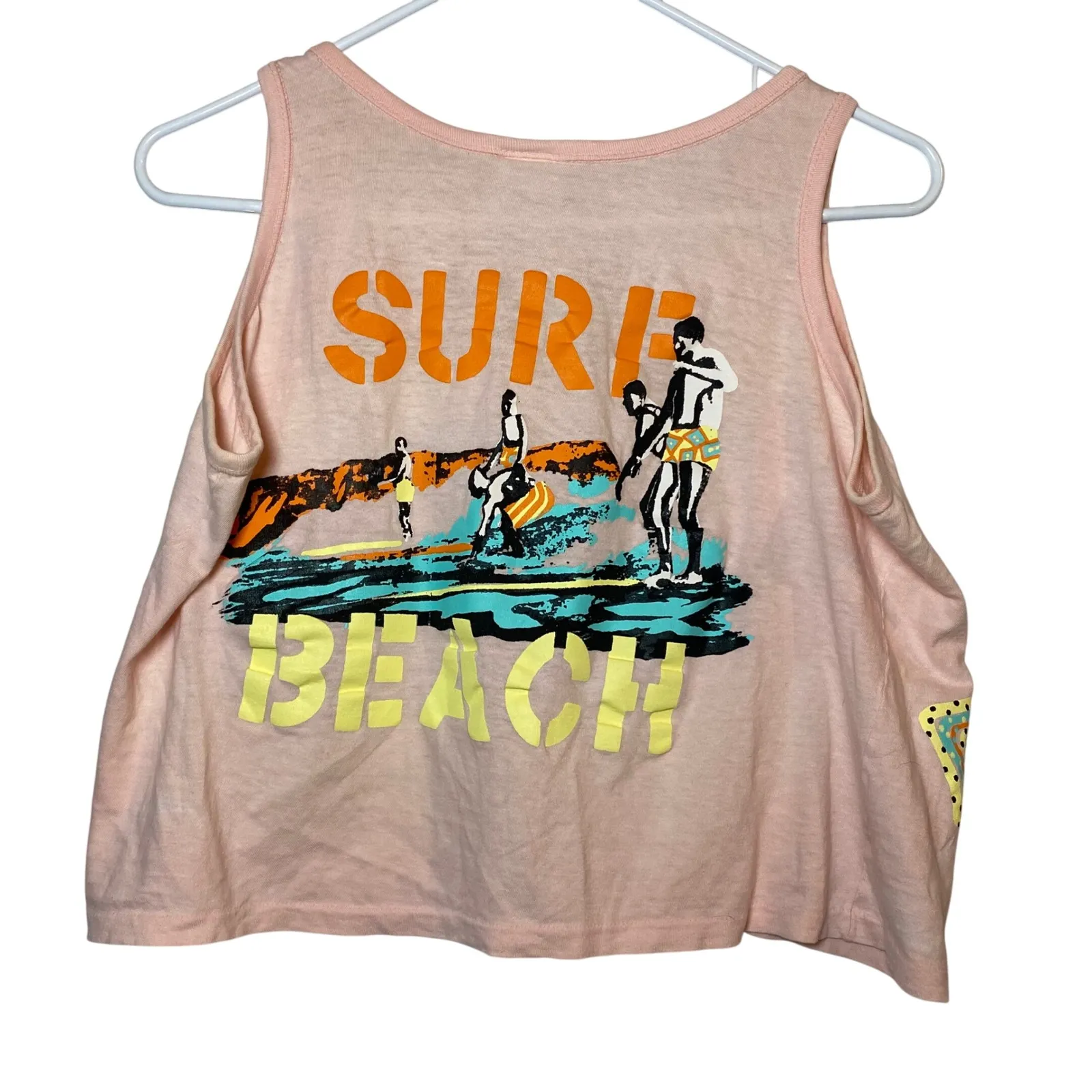 Players Sport Tank Top M Peach‎ Surf Beach Cropped Sleeveless 100% Cotton Pink Size M - Image 2