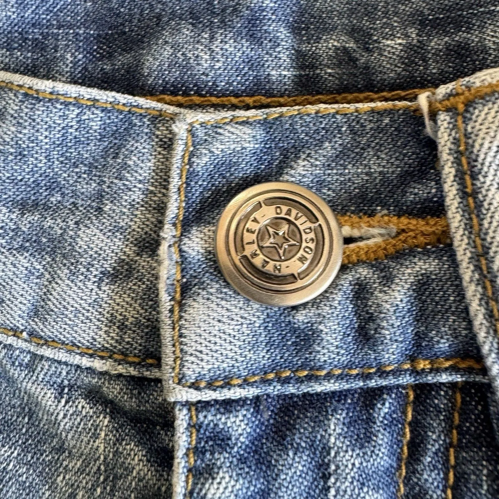 Vtg Y2K Harley Davidson Womens Side Snap Legs Boot Cut Biker Jeans Blue Size 26 - Image 8