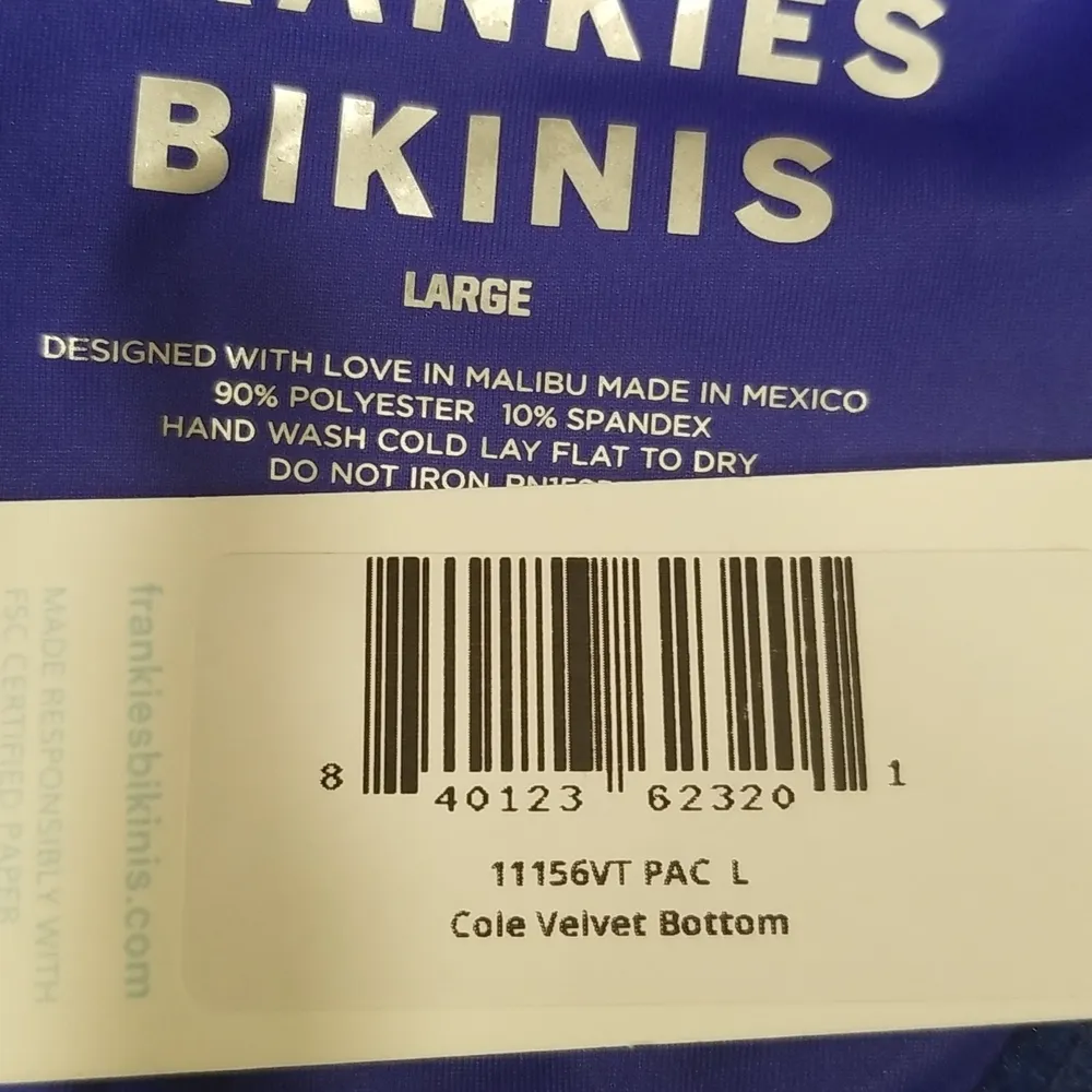 💕FRANKIE'S💕 Cole Velvet Bikini (Scoop Top + Cheeky Bottom) Pacific Blue L NWT - Image 14