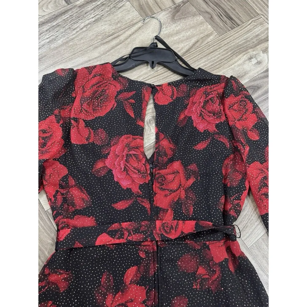 City Triangles Womens Floral Print Glitter Fit & Flare Dress Juniors Size 9 - Image 15