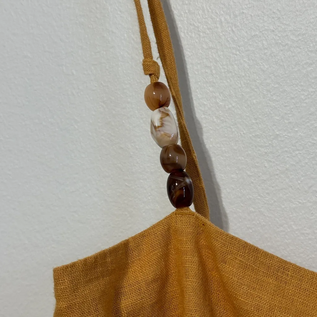 Abercrombie & Fitch Linen Maxi Dress Size Small Yellow Babydoll - Image 5